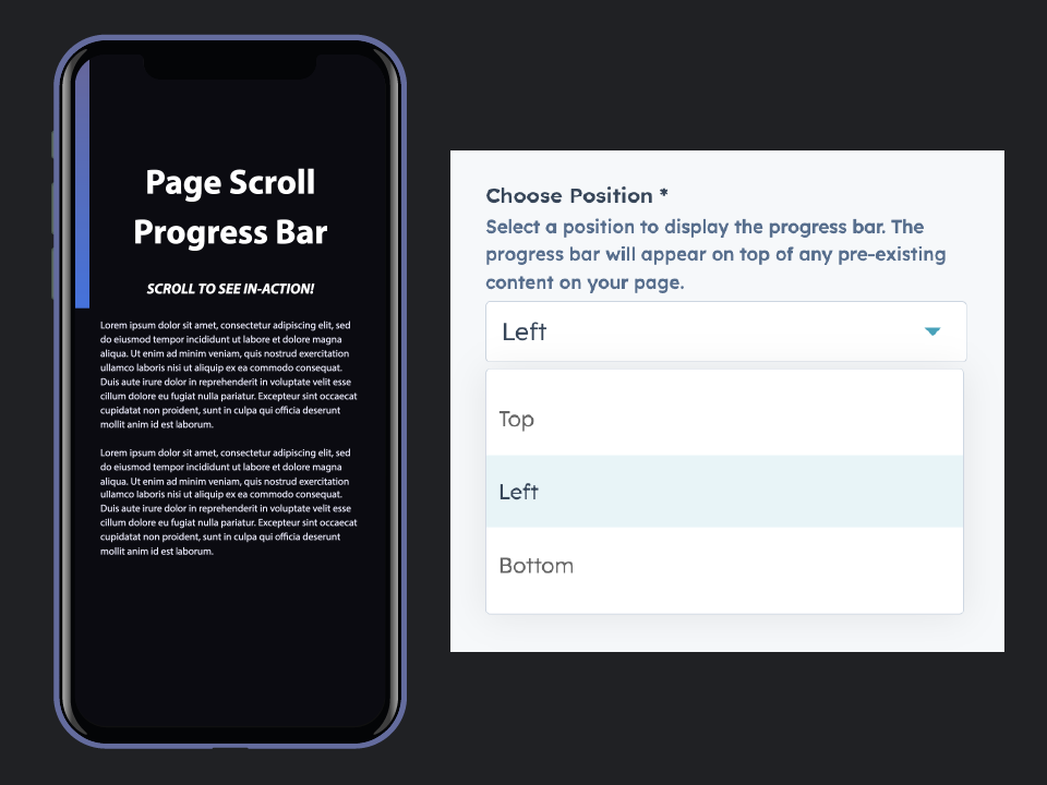 Position bar Top, Bottom, or Left