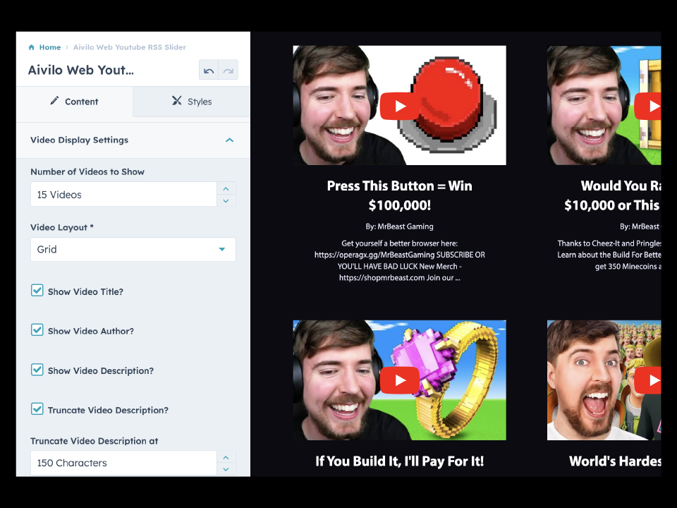 Show/Hide Video Title, Author, and Description