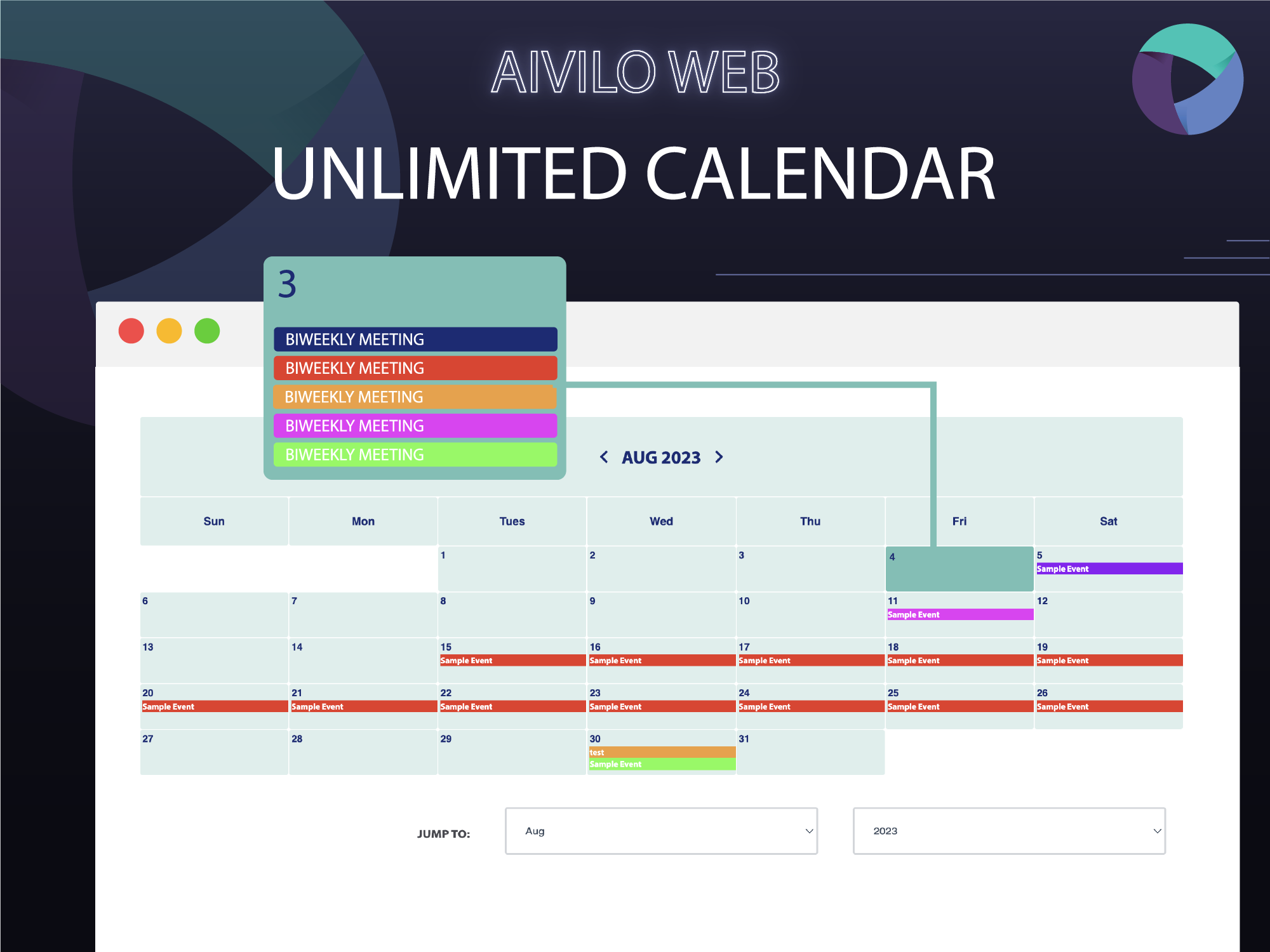 Ultimate flexibility with single day events, multi-day events, and repeating events.